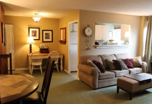 Convention Center Apartments: Two Bedroom - Each individually owned apartment boasts comfortable beds with down comforters, fine furnishings, artwork and accessories unique to each owners taste and style, color TV with 80 channel cable, free high Speed Internet access, VCR or DVD, fully equipp...